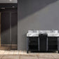 Zilara Transitional Black and Grey 55" Double Vanity, Monte Chrome Faucet Set | LZ342255SLISFMC