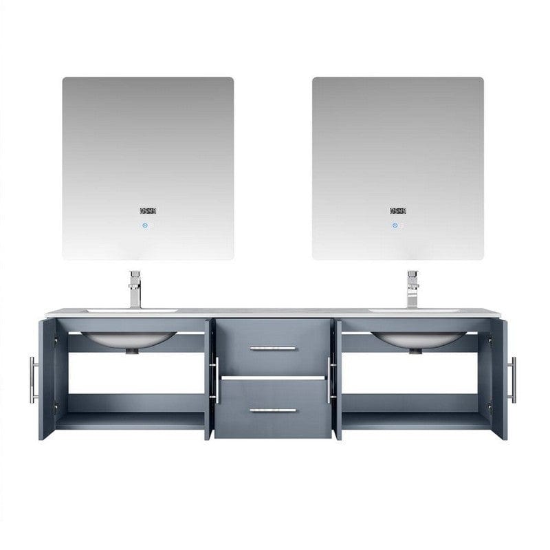 Lexora Vanity Base Cabinets Geneva Transitional Dark Grey 72" Double Vanity Set | LG192272DBDSLM30F