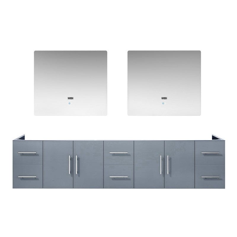 Geneva Transitional Dark Grey 84" Double Vanity with 36" Led Mirrors, no Top | LG192284DB00LM36