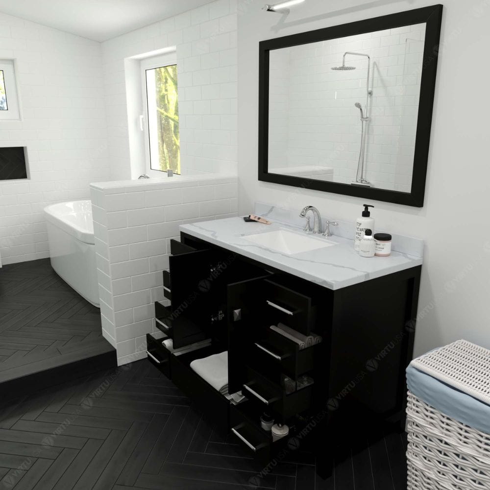 Virtu USA Vanities Caroline Avenue Espresso 48" Single Square Sink Vanity Set with Polished Chrome Faucet | GS-50048-CCSQ-ES-002