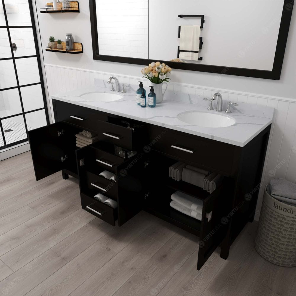 Virtu USA Vanities Caroline Avenue Espresso 72" Double Round Sink Vanity Set with Brushed Nickel Faucet | MD-2072-CCRO-ES-001