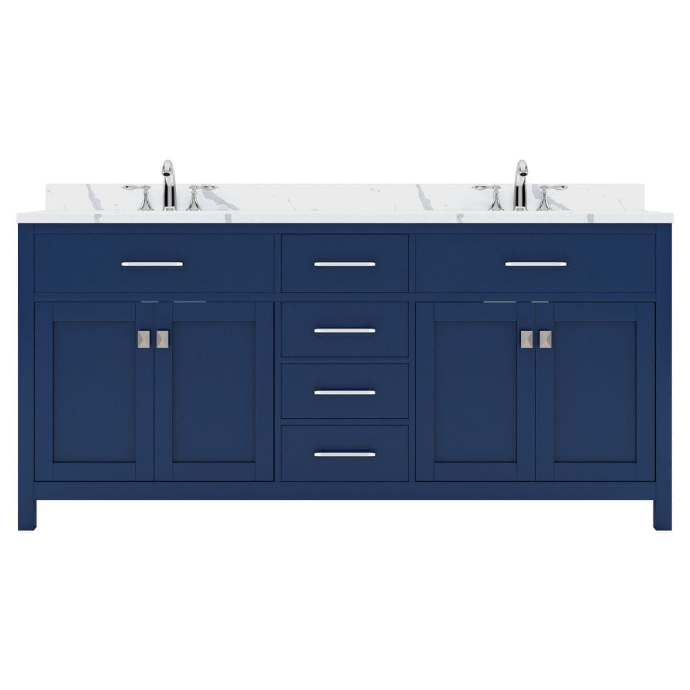 Virtu USA Caroline 72" Double Bath Vanity in French Blue with Calacatta Quartz Top and Round Sinks | MD-2072-CCRO-FB-NM