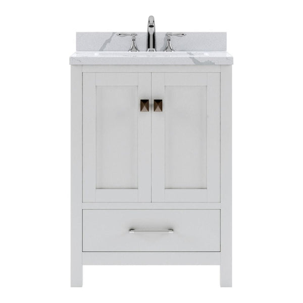 Virtu USA Caroline Avenue 24 Single Bath Vanity in White with Calacatta Quartz Top and Round Sink | GS-50024-CCRO-WH-NM