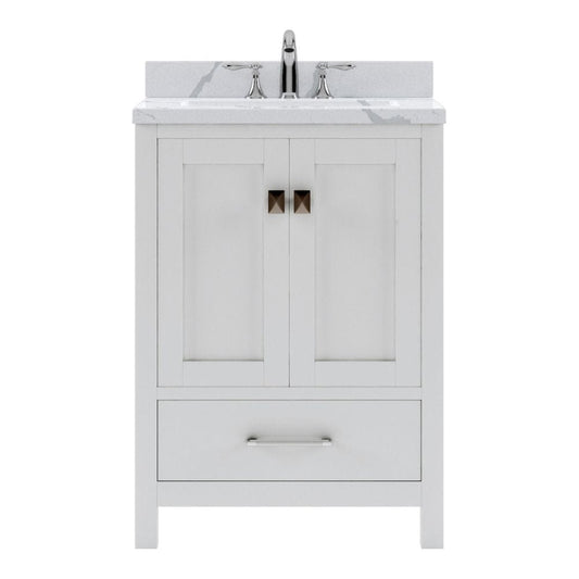 Virtu USA Caroline Avenue 24" Single Bath Vanity in White with Calacatta Quartz Top and Square Sink | GS-50024-CCSQ-WH-NM
