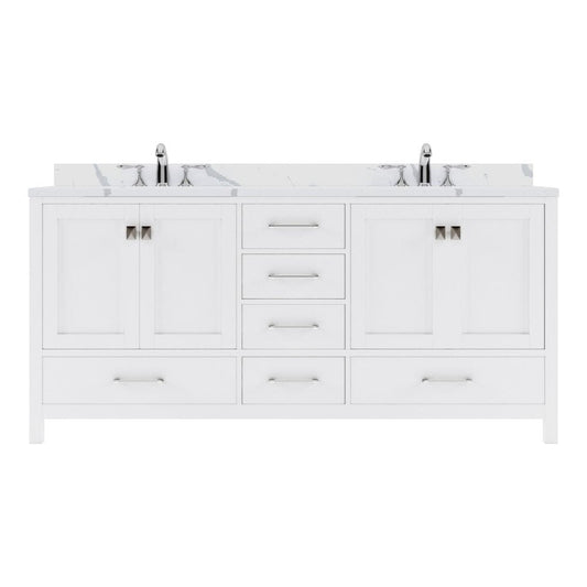 Virtu USA Caroline Avenue 72" Double Bath Vanity in White with Calacatta Quartz Top and Round Sinks | GD-50072-CCRO-WH-NM