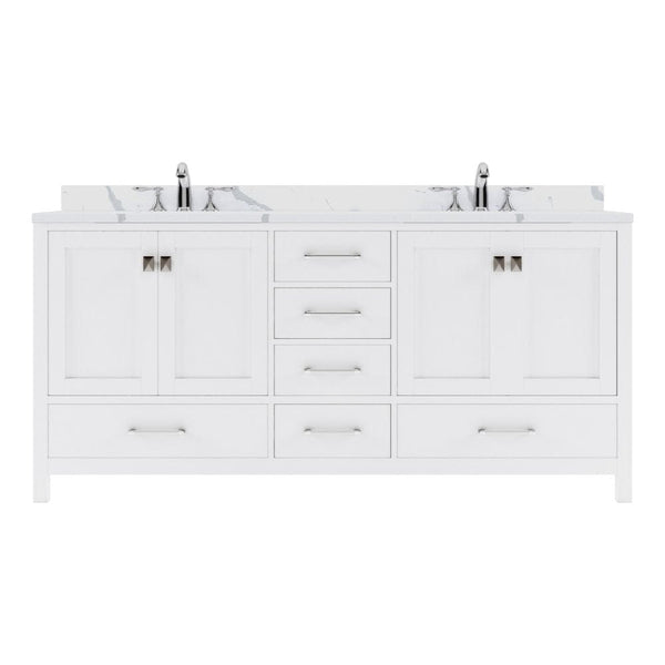 Virtu USA Caroline Avenue 72 Double Bath Vanity in White with Calacatta Quartz Top and Round Sinks | GD-50072-CCRO-WH-NM