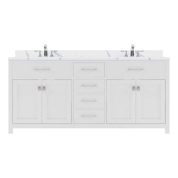 Virtu USA Caroline 72 Double Bath Vanity in White with Calacatta Quartz Top and Round Sinks | MD-2072-CCRO-WH-NM