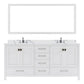 Virtu USA Caroline Avenue 72" Double Bath Vanity in White with Calacatta Quartz Top and Square Sinks with Brushed Nickel Faucets with Matching Mirror | GD-50072-CCSQ-WH-001