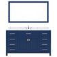 Virtu USA Caroline 60" Single Bath Vanity in French Blue with Calacatta Quartz Top and Square Sink with Polished Chrome Faucet with Matching Mirror | MS-2060-CCSQ-FB-002
