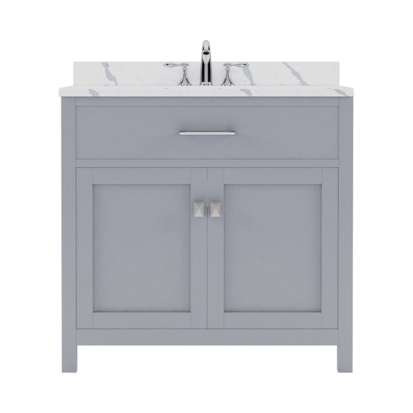 Virtu USA Caroline 36 Single Bath Vanity in Gray with Calacatta Quartz Top and Square Sink | MS-2036-CCSQ-GR-NM