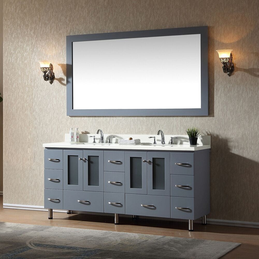 Ariel Vanities Ariel Americano 73 Double Sink Vanity Set In Grey