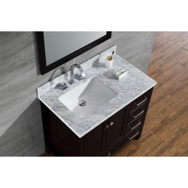Ariel Vanities Ariel Cambridge 37" Espresso Left Offset Single Rectangle Sink Vanity Set