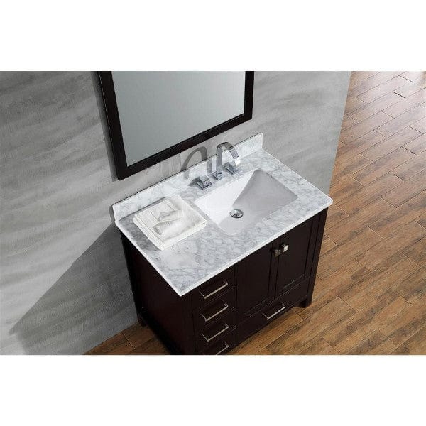 Ariel Vanities Ariel Cambridge 37" Espresso Right Offset Single Rectangle Sink Vanity Set