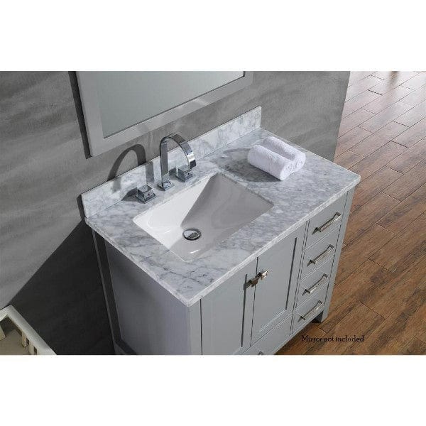 Ariel Cambridge  37" Grey Modern Left Offset Single Rectangle Sink Vanity