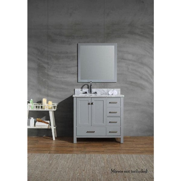 Ariel Vanities Ariel Cambridge 37" Grey Modern Left Offset Single Rectangle Sink Vanity