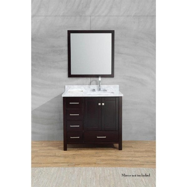 Ariel Vanities Ariel Cambridge 37" Modern Espresso Right Offset Single Rectangle Sink Vanity
