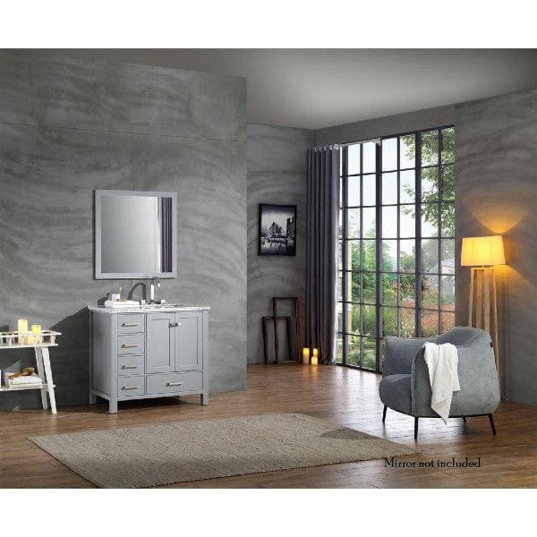 Ariel Vanities Ariel Cambridge 37" Modern Grey Right Offset Single Rectangle Sink Vanity
