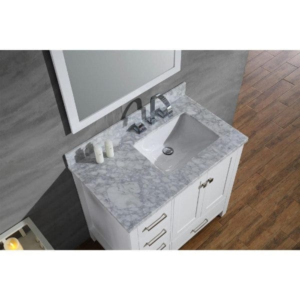 Ariel Cambridge  37" Modern White Right Offset Single Rectangle Sink Vanity Set