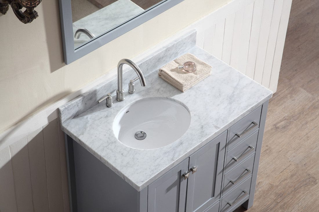 Ariel Cambridge 37 Single Sink Vanity Set w/ Left Offset Sink in Grey