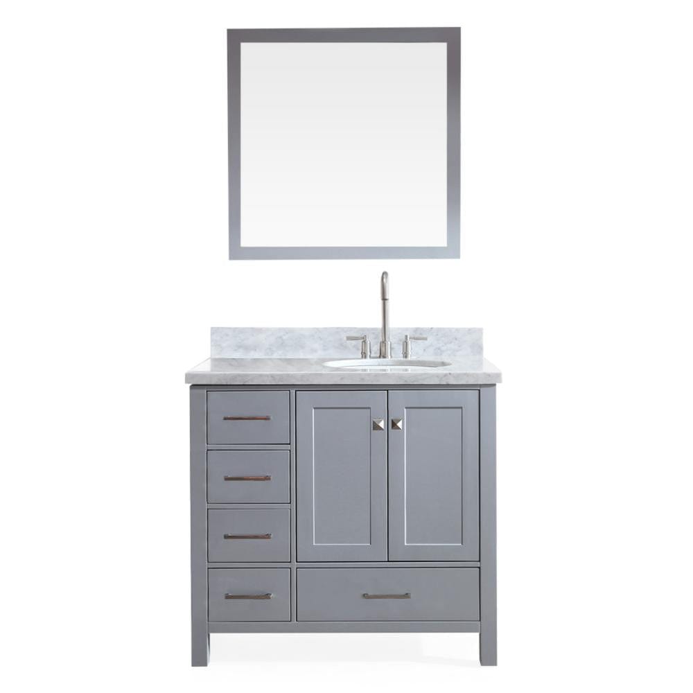 ARIEL Cambridge 37" Single Sink Vanity Set w/ Right Offset Sink in Grey
