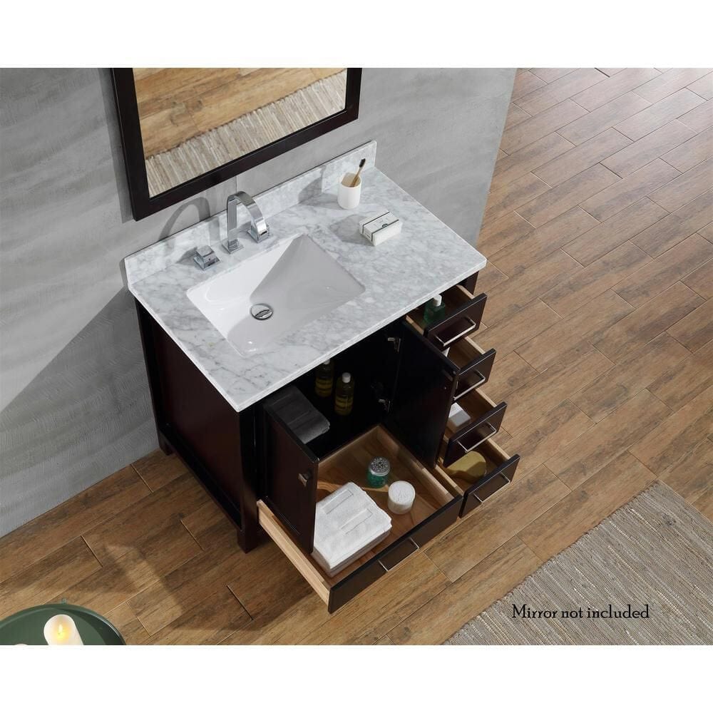 Ariel Vanities Ariel Cambridge 37 Single Sink Vanity W/ Left Offset Sink In Espresso