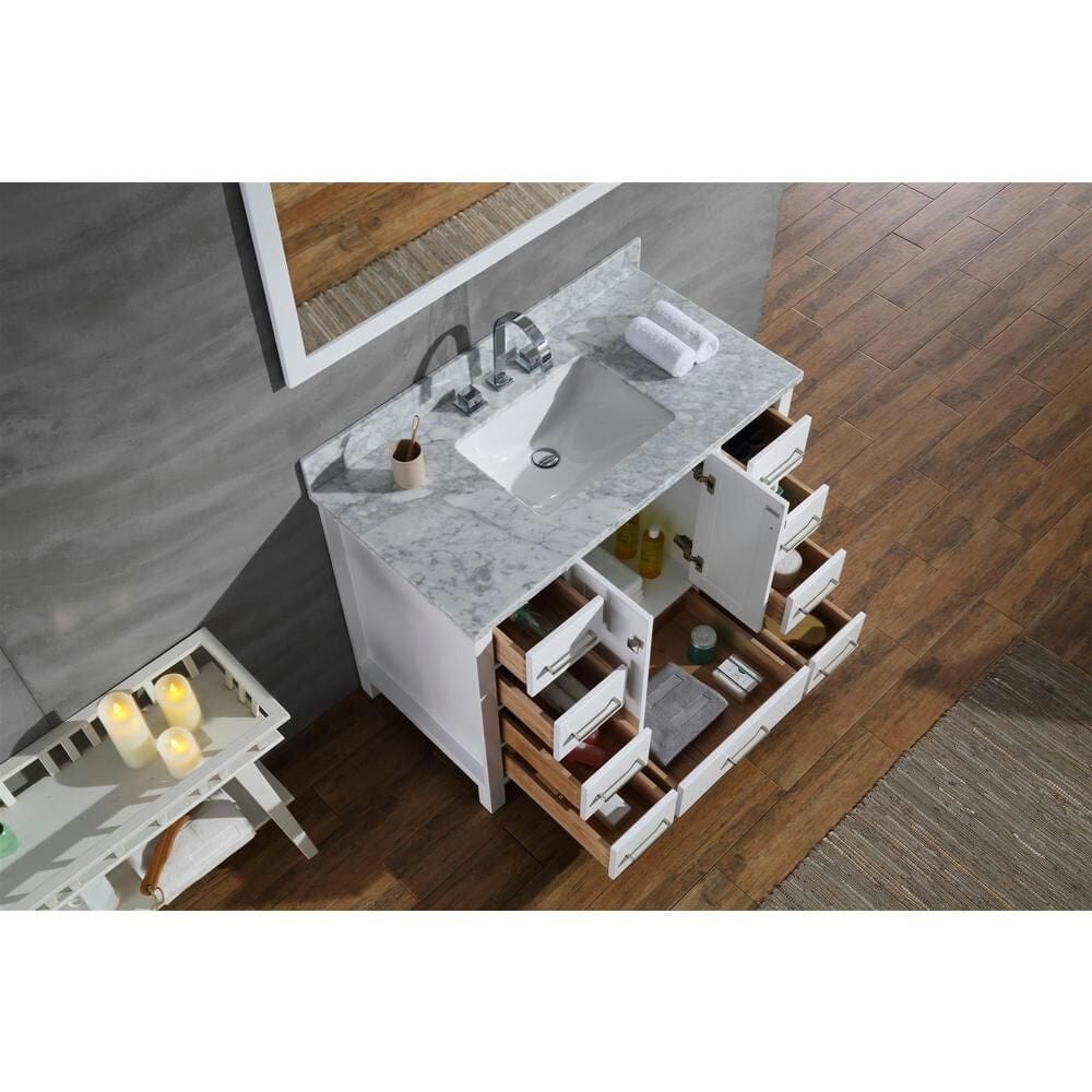 Ariel Vanities Ariel Cambridge 43 Left Offset Single Sink Vanity Set In White