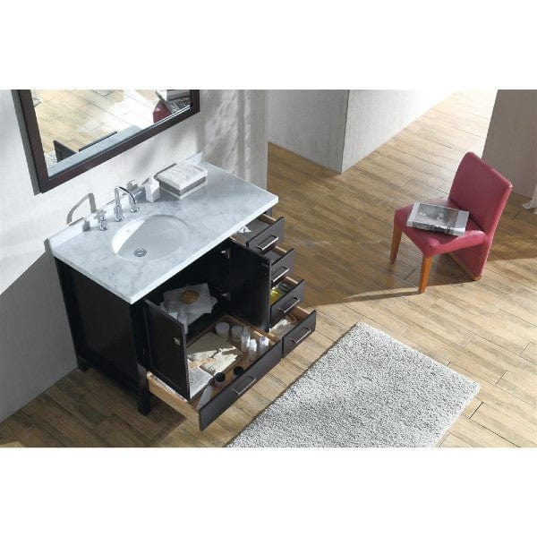 Ariel Vanities Ariel Cambridge 43" Modern Espresso Left Offset Single Oval Sink Vanity Set