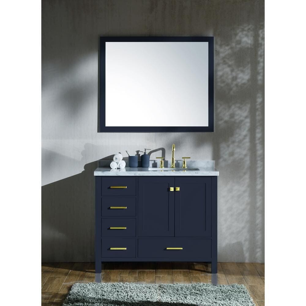 Ariel Vanities Ariel Cambridge 43 Right Offset Single Sink Vanity Set In Midnight Blue