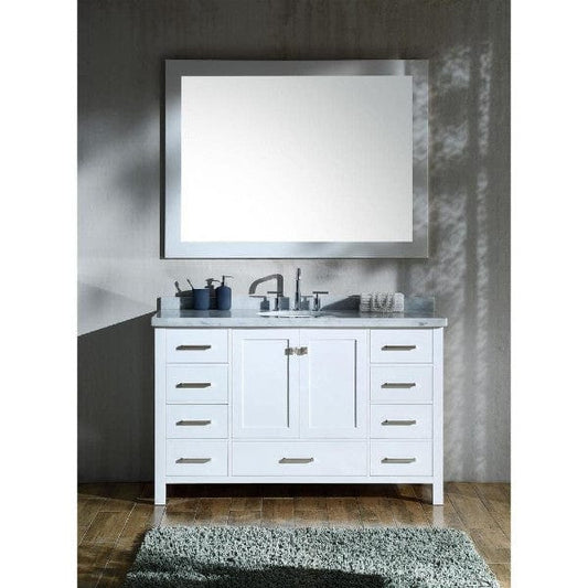 Ariel Cambridge 55" Modern White Single Oval Sink Vanity Set