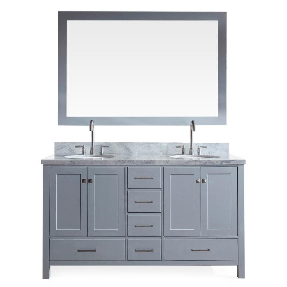 ARIEL Cambridge 61" Double Sink Vanity Set in Grey