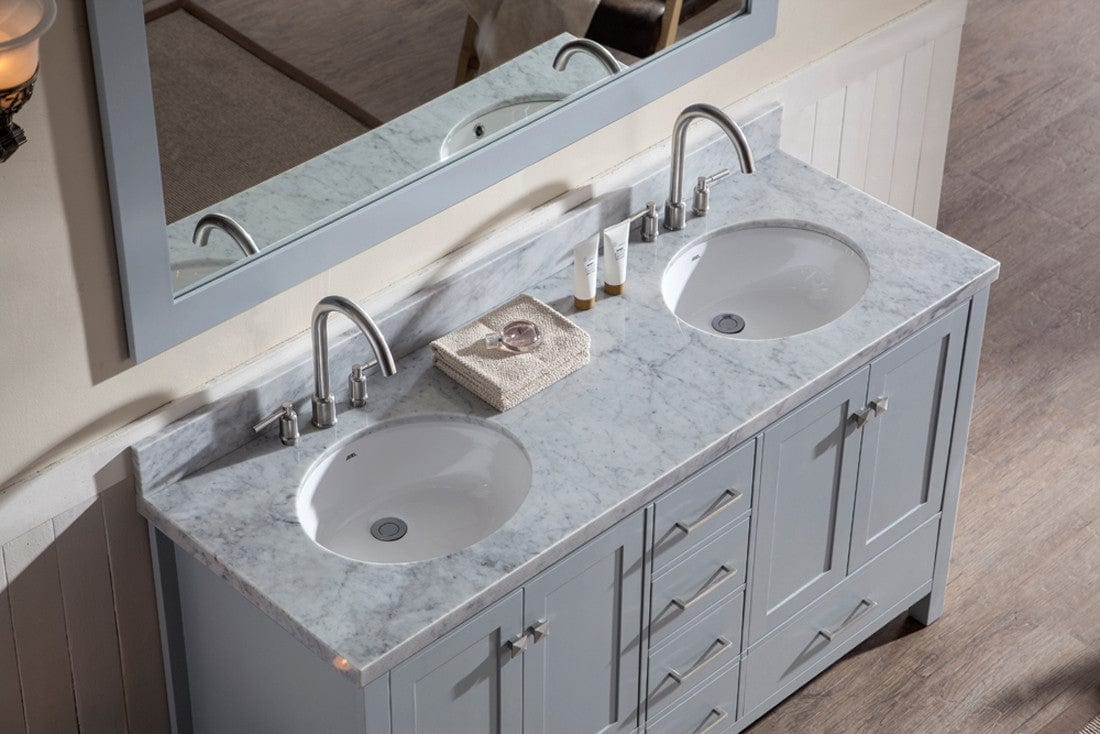 Ariel Cambridge 61 Double Sink Vanity Set in Grey