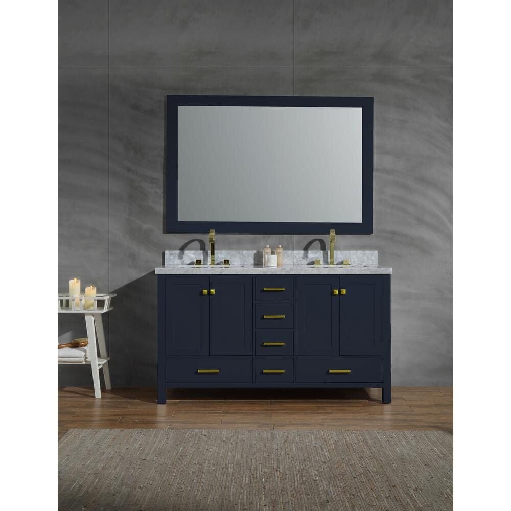 Ariel Vanities Ariel Cambridge 61 Double Sink Vanity Set In Midnight Blue