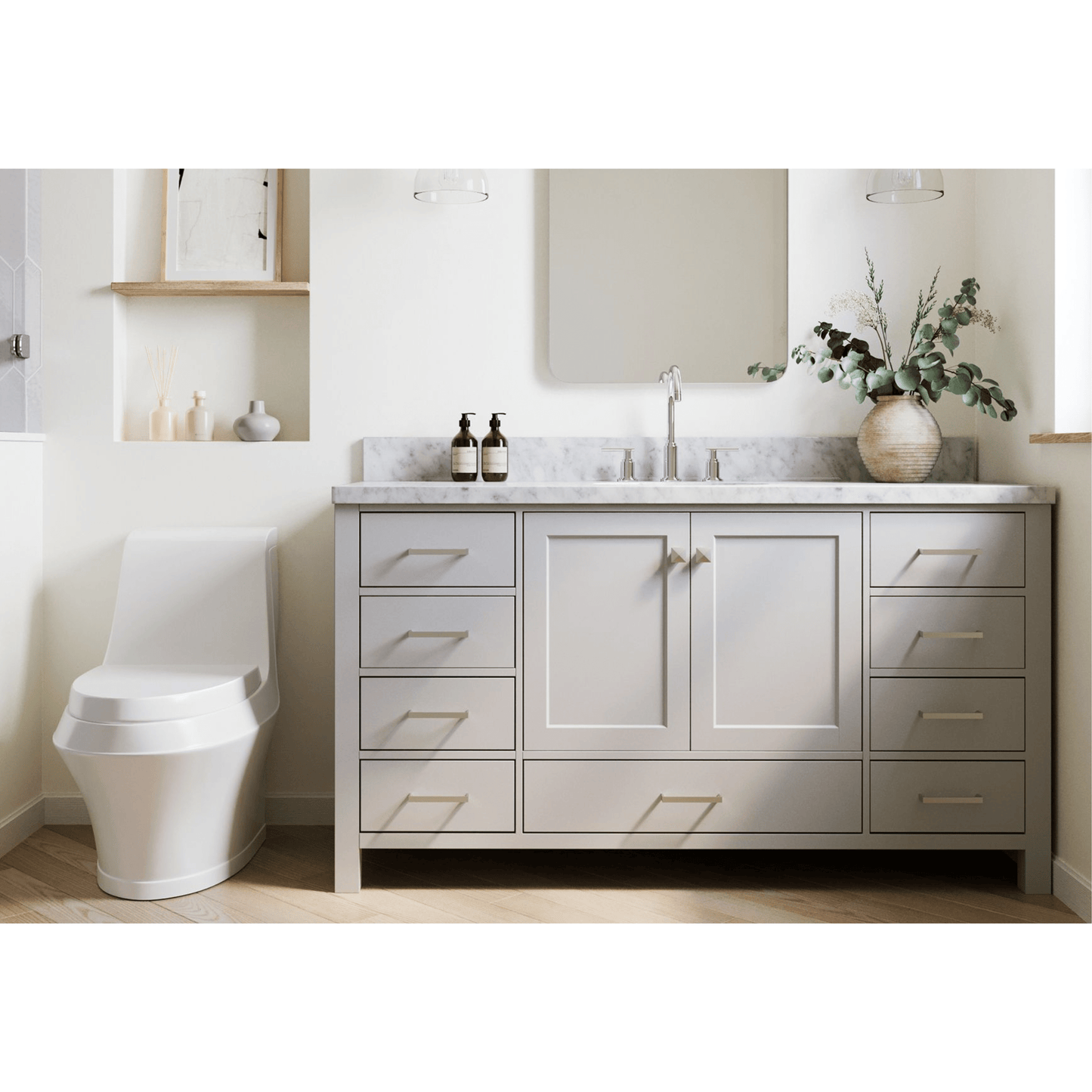 Ariel Vanities Ariel Cambridge 61" Modern Grey Single Rectangle Sink Vanity