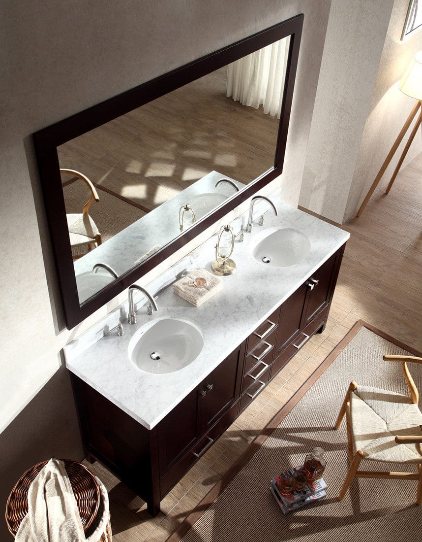 Ariel Cambridge 73 Double Sink Vanity Set in Espresso