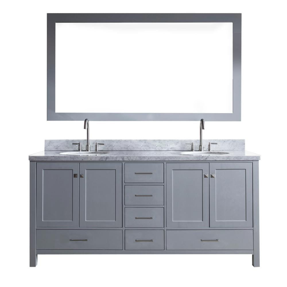 Ariel Cambridge 73" Double Sink Vanity Set in Grey