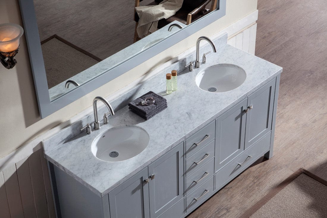 Ariel Vanities Ariel Cambridge 73 Double Sink Vanity Set in Grey