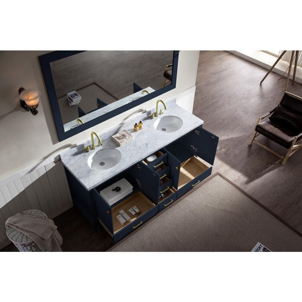 Ariel Vanities Ariel Cambridge 73 Double Sink Vanity Set in Midnight Blue