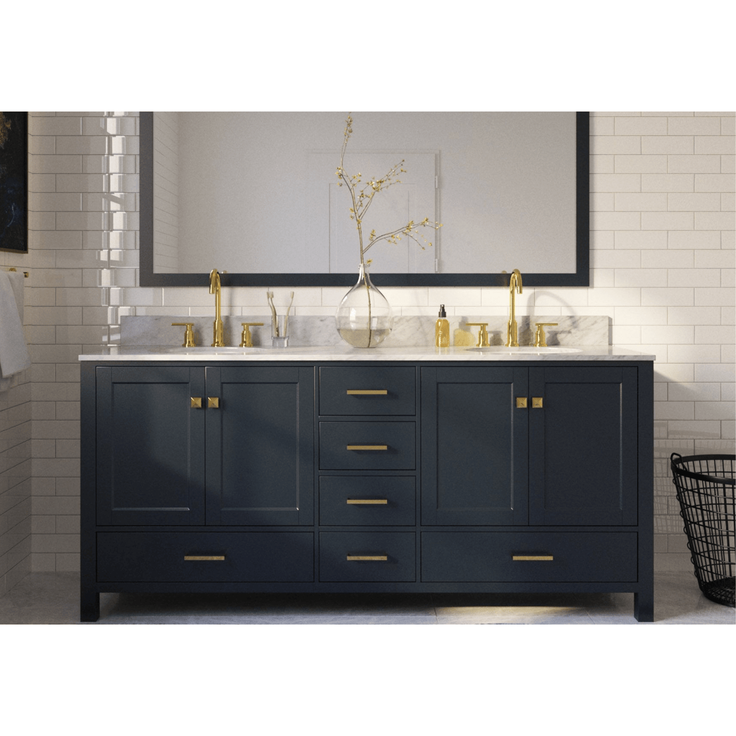 Ariel Vanities Ariel Cambridge 73" Modern Midnight Blue Double Oval Sink Vanity
