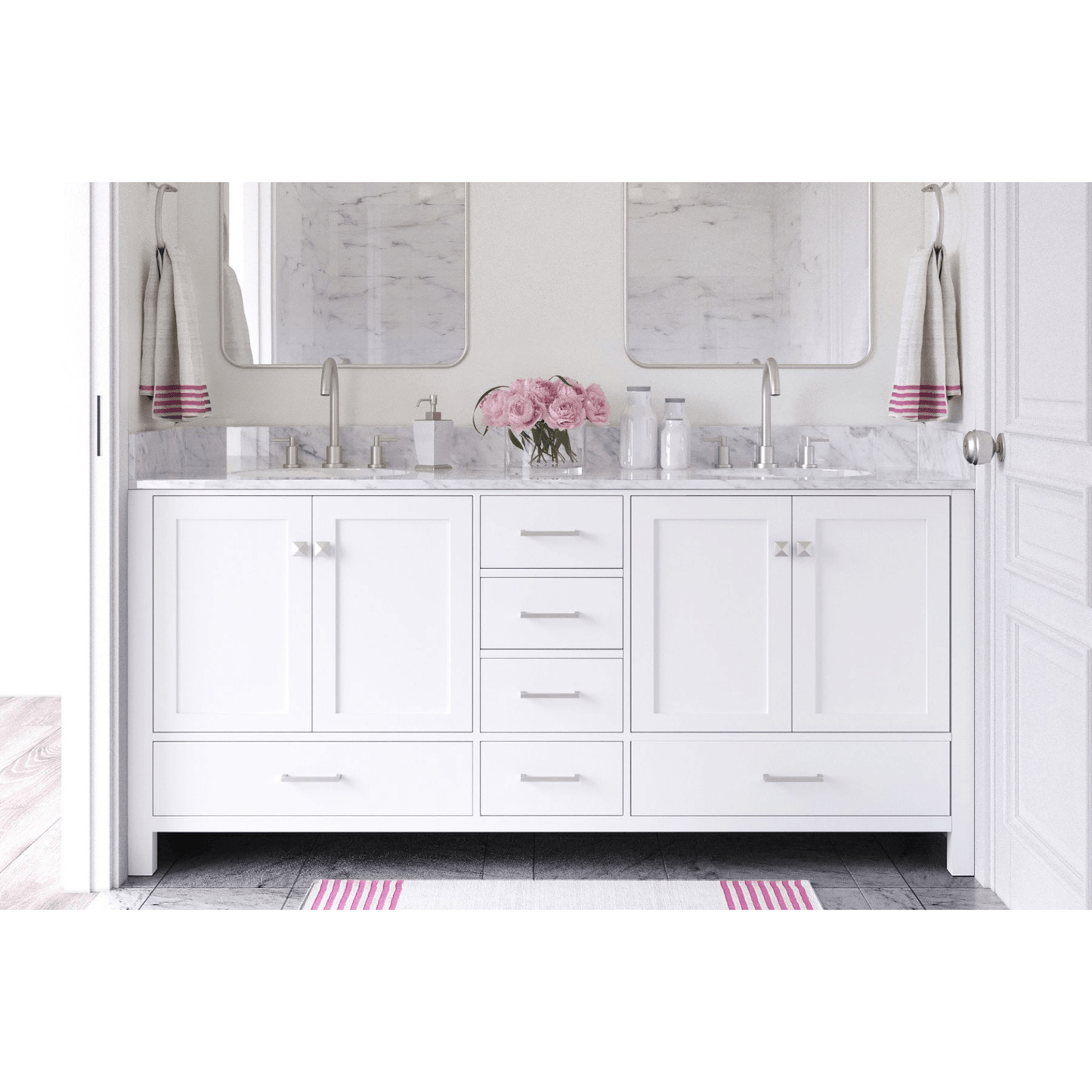 Ariel Vanities Ariel Cambridge 73" Modern White Double Oval Sink Vanity