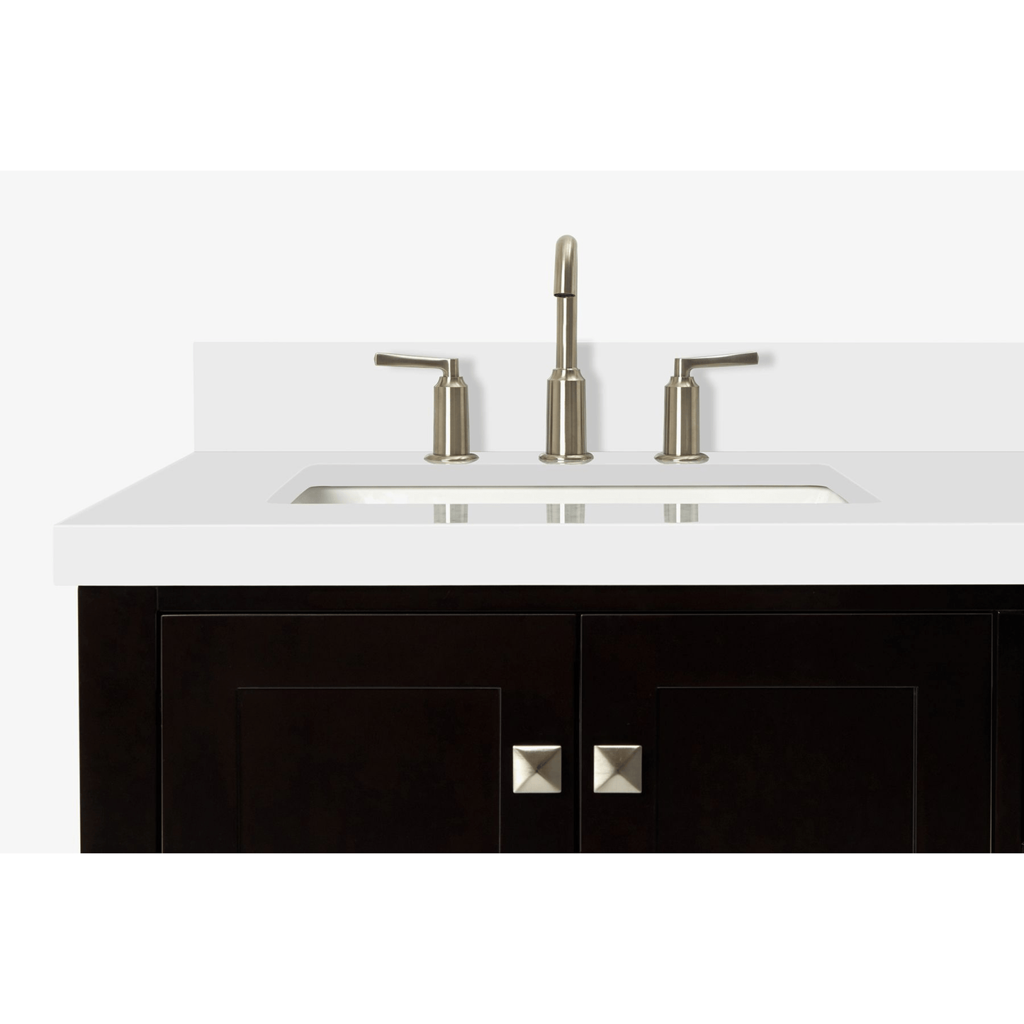 Ariel Cambridge Transitional Espresso 37" Left Offset Rectangle Sink Vanity w/ White Quartz Countertop