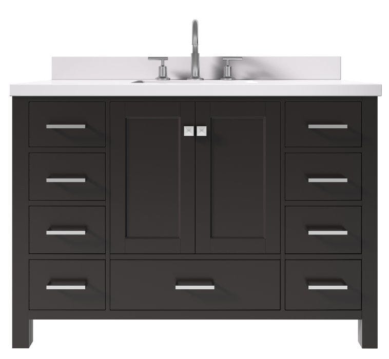 Ariel Vanities Ariel Cambridge Transitional Espresso 49" Rectangle Sink Vanity w/ White Quartz Countertop