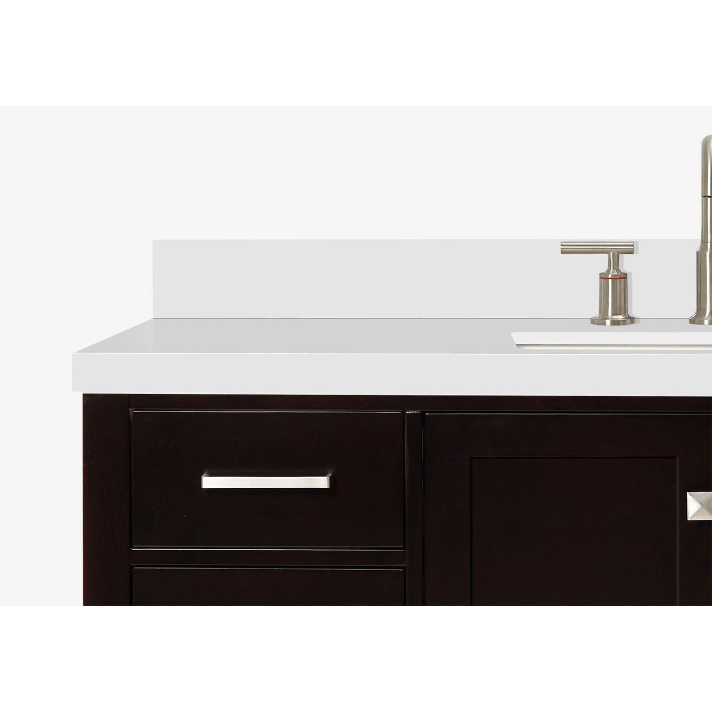 Ariel Vanities Ariel Cambridge Transitional Espresso 55" Rectangle Sink Vanity w/ White Quartz Countertop