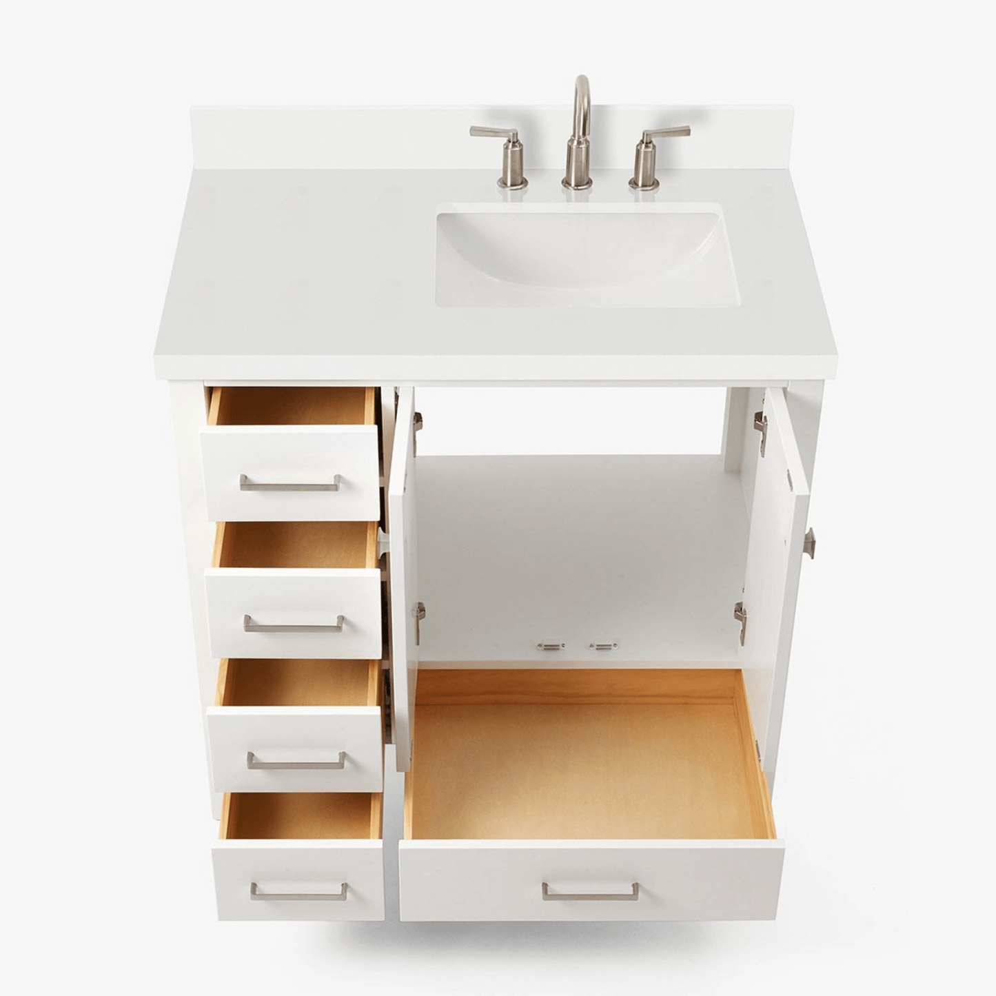 Ariel Vanities Ariel Cambridge Transitional White 37" Right Offset Rectangle Sink Vanity w/ White Quartz Countertop