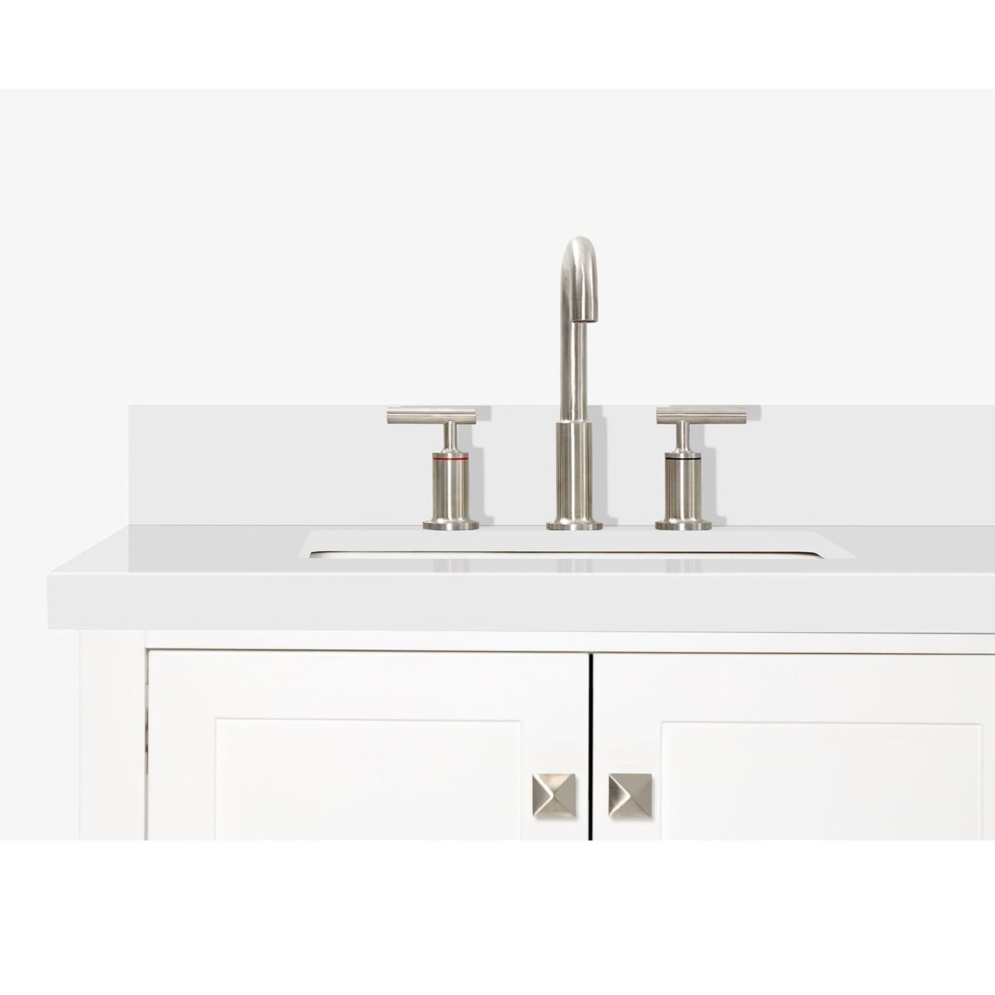 Ariel Vanities Ariel Cambridge Transitional White 73" Double Rectangle Sink Vanity w/ White Quartz Countertop