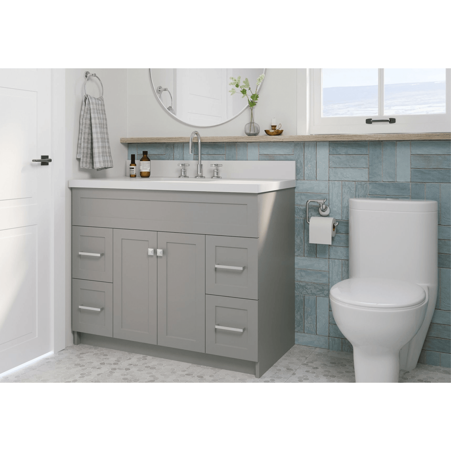 Ariel Vanities Ariel Hamlet 43" Modern Grey Single Rectangle Sink Vanity