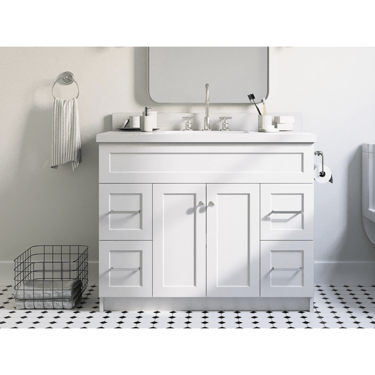 Ariel Vanities Ariel Hamlet 43" Modern White Single Rectangle Sink Vanity