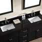 Ariel Hamlet 73 Double Sink Vanity Set with Absolute Black Granite Countertop in Black