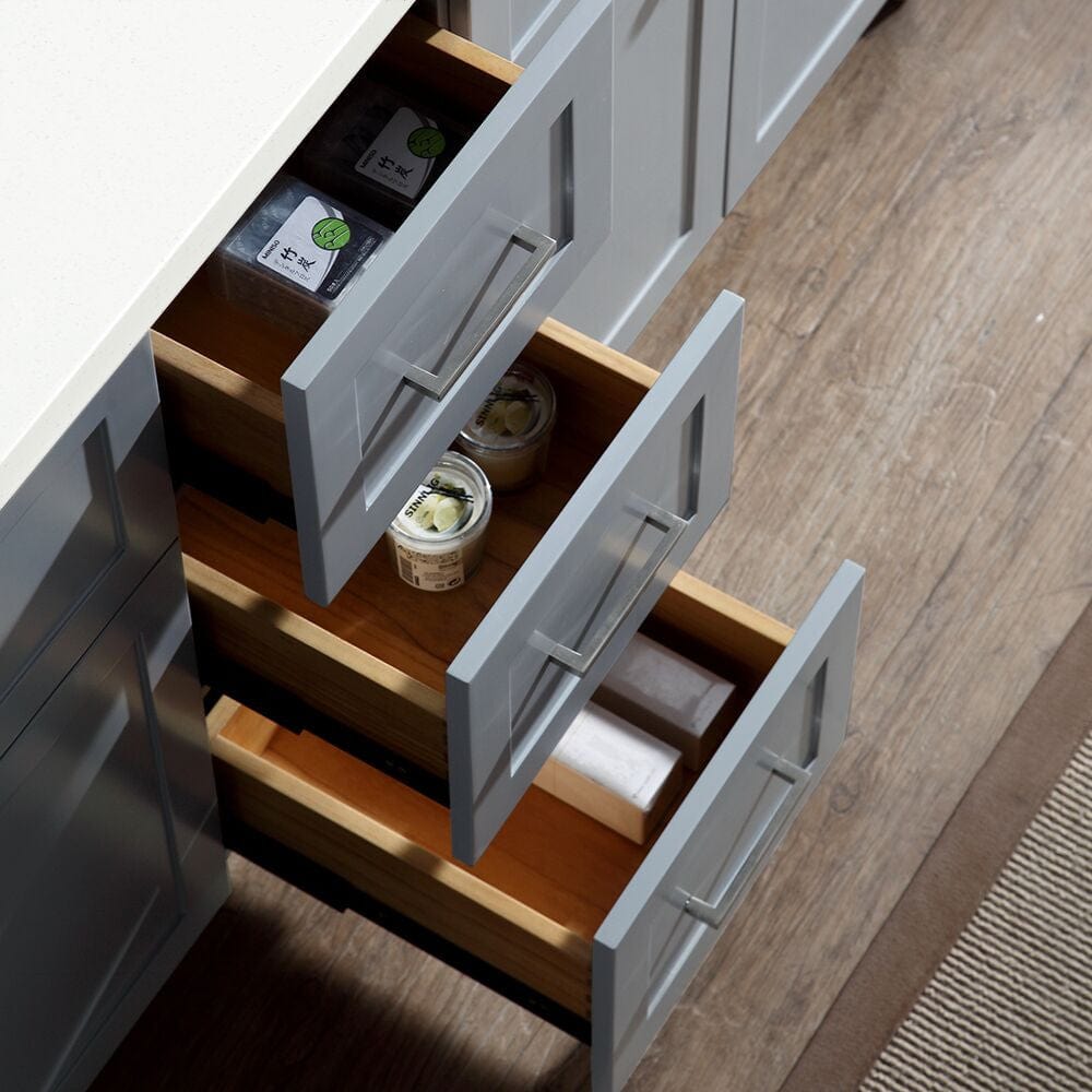 Ariel Vanities Ariel Hamlet 73 Double Sink Vanity Set with White Quartz Countertop in Grey