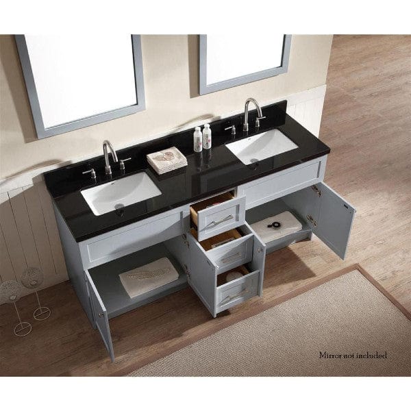 Ariel Vanities Ariel Hamlet 73" Modern Grey Double Rectangle Sink Vanity