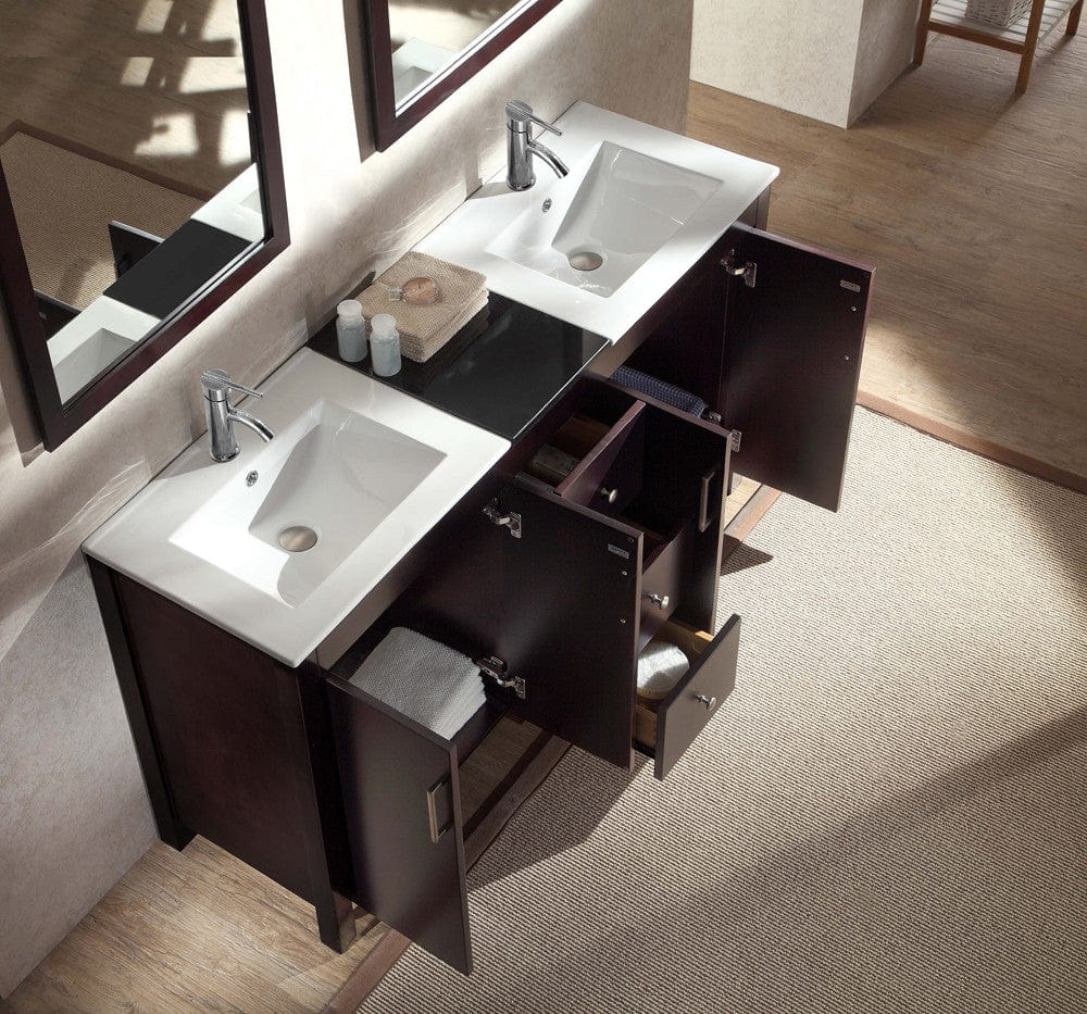 Ariel Vanities Ariel Hanson 60 Double Sink Vanity Set in Espresso